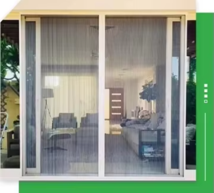 Retractable Screen Mosquito Nets Aluminum Alloy Frame Horizontal Rolling Fiberglass Mesh Pleated Mesh Folding Screen Door