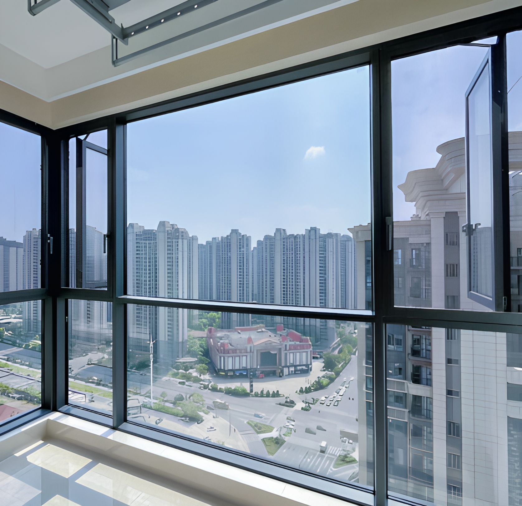 ZCSUNG Customized Outward Opening Aluminum Glass Casement Windows Waterproof Sound Insulation with Louver for Bedroom