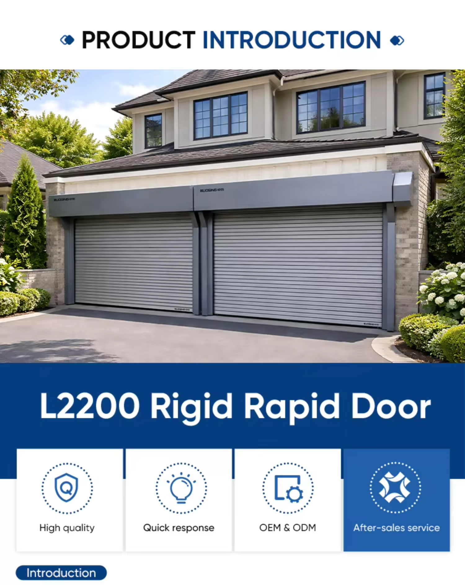 Rigid Rapid Door Aluminum 6063-T5 5m X 5m Infrared Safety 1.5m/s for Logistics Warehouse Main Entrance