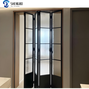 Modern Design Bi-Fold Aluminum Kitchen Cabinet Door with Glass New Release Foldable Screw Door for Villas Finished Surface