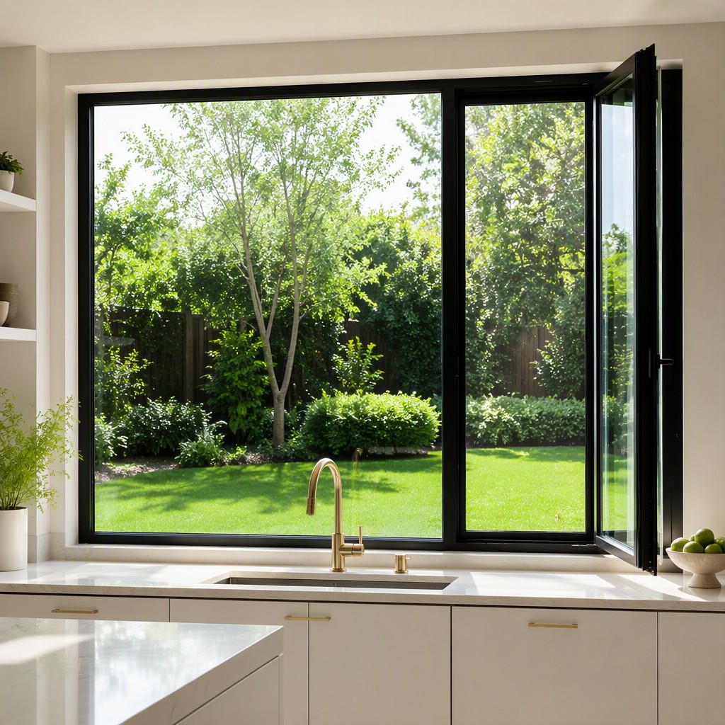 Modern Brown Color Aluminum Alloy Casement Windows with Insect Screen Energy Saving Wind Resistant Soundproof Bathroom Use
