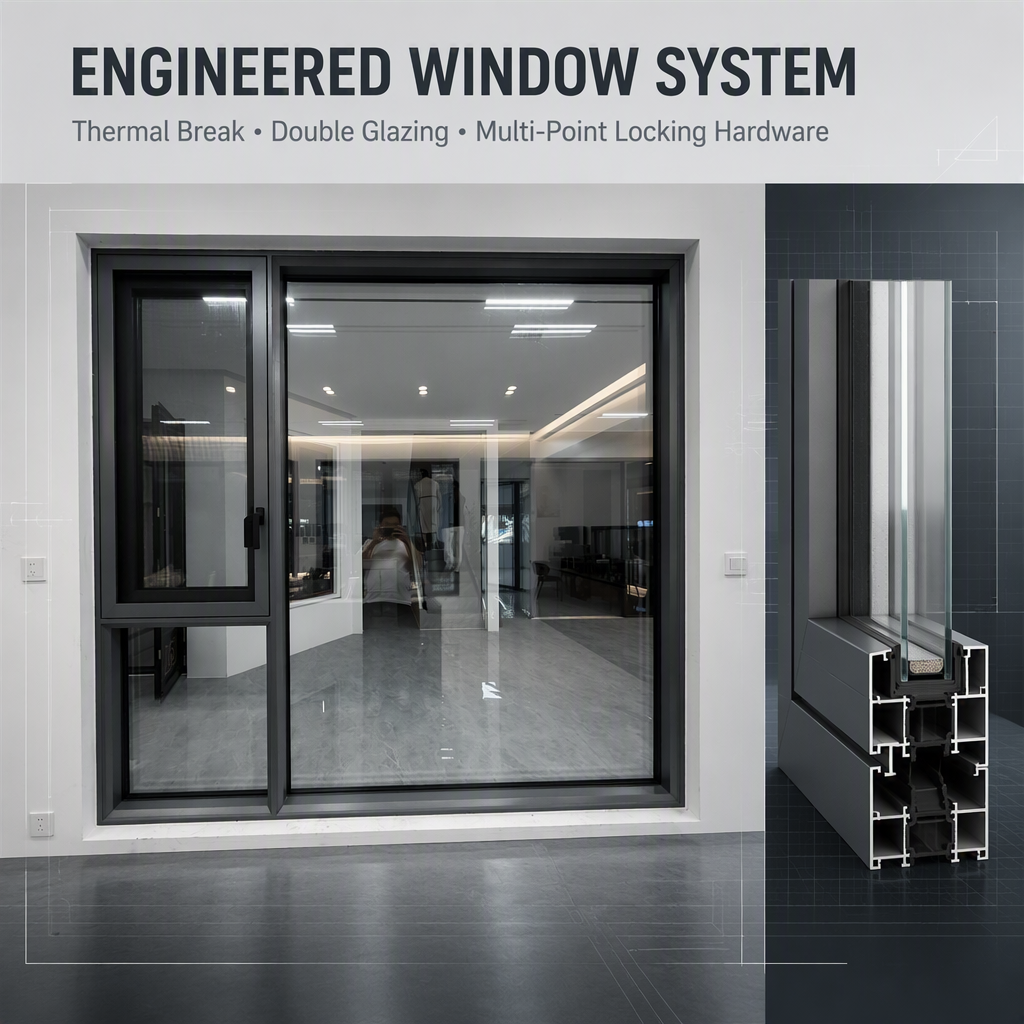 120 Series Casement Window Center Fixed Sash Side Opening Thermal Break Aluminum Magnesium Alloy Window