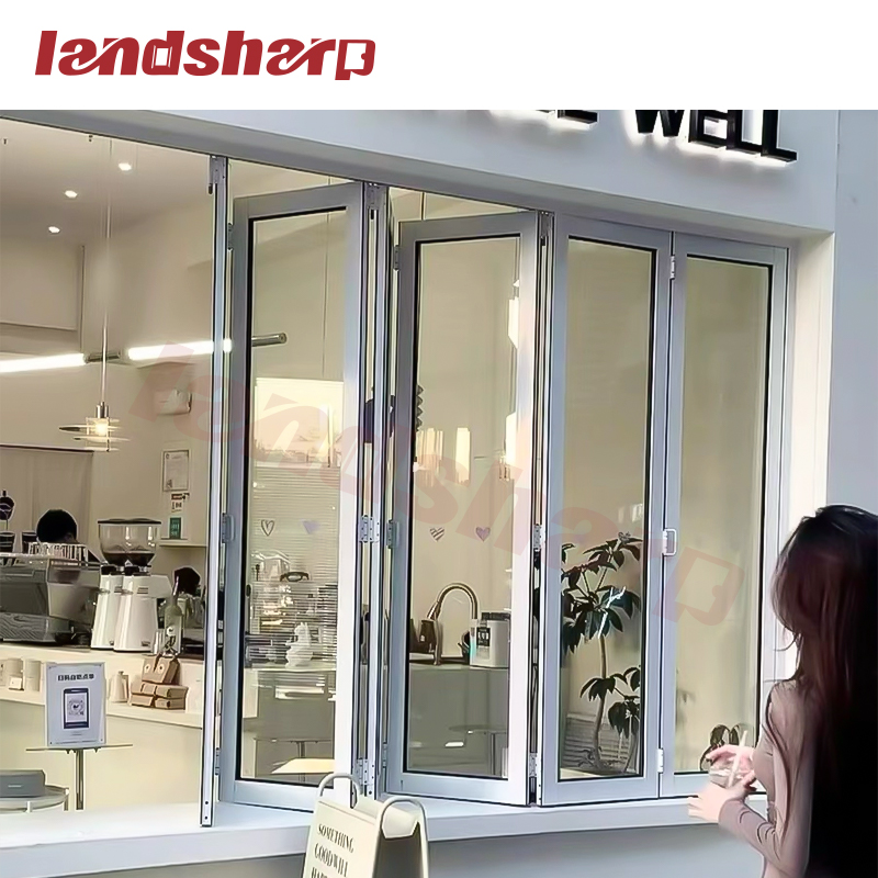 Landsharp Anti-Theft White Window Folding up Windows Terrace Double Glazing Aluminum Profiles for Windows and Doors