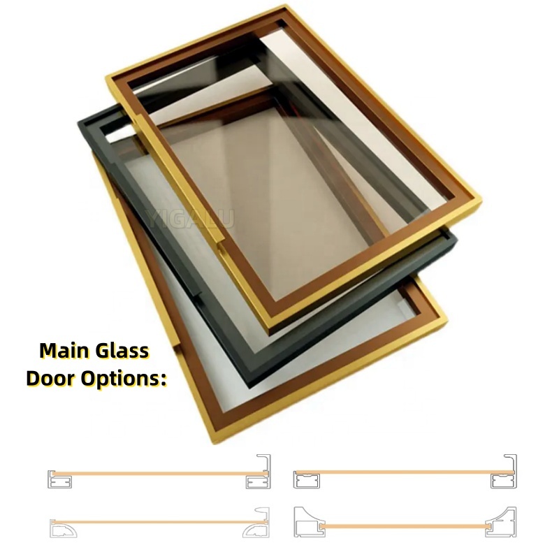 Competitive Price Aluminum Frame Toughened Glass Wardrobe Door with Brass Finish Minimalist Design Lifetime Warranty