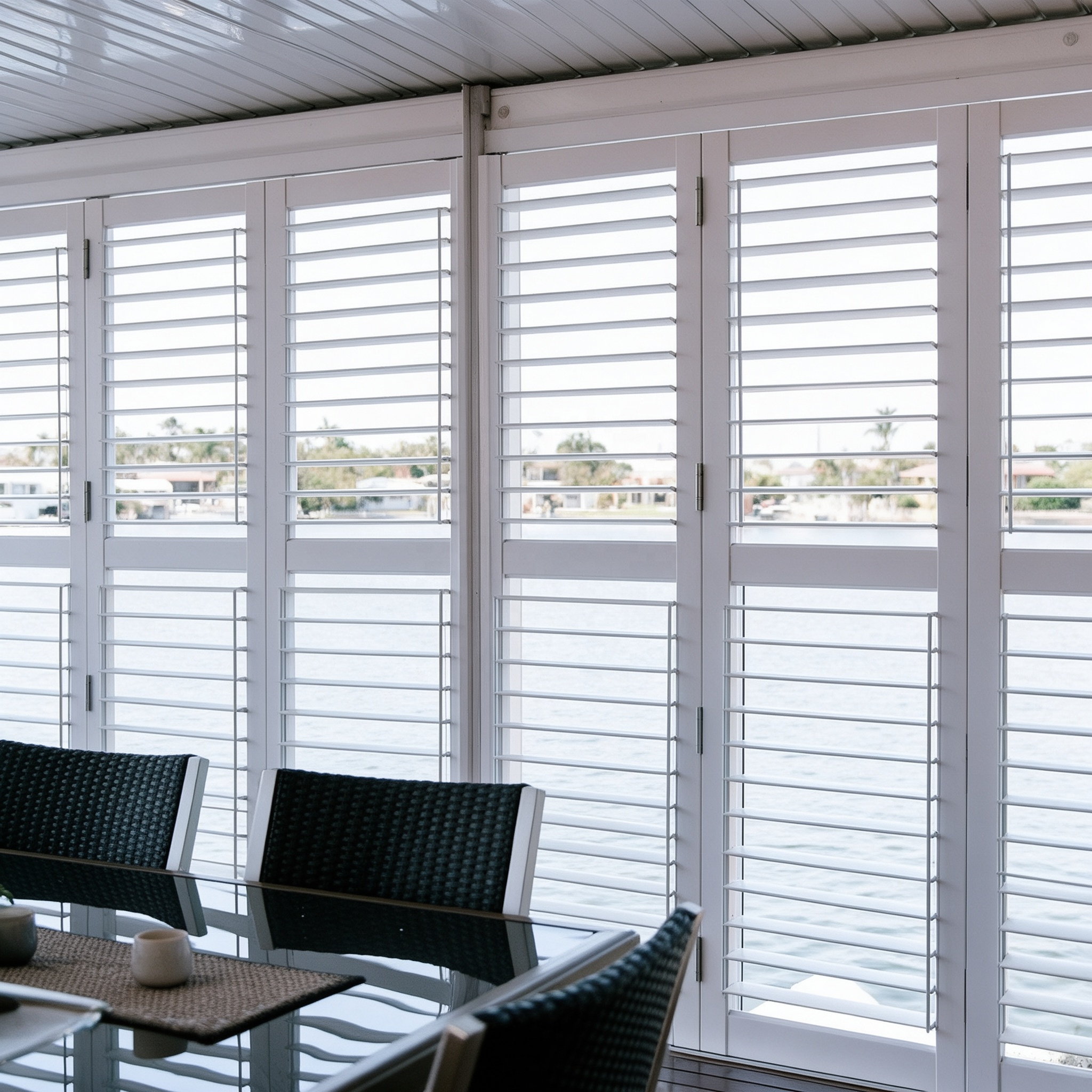 Wholesale Heavy Duty Aluminum Folding Louver Doors Exterior Sunshade Bi-fold Shutter System for Luxury Villa Renovation Projects