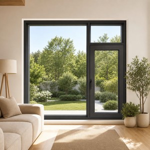European Dark Grey Aluminium System Shed Windows Triple Glazed With Grill For House And Replacement