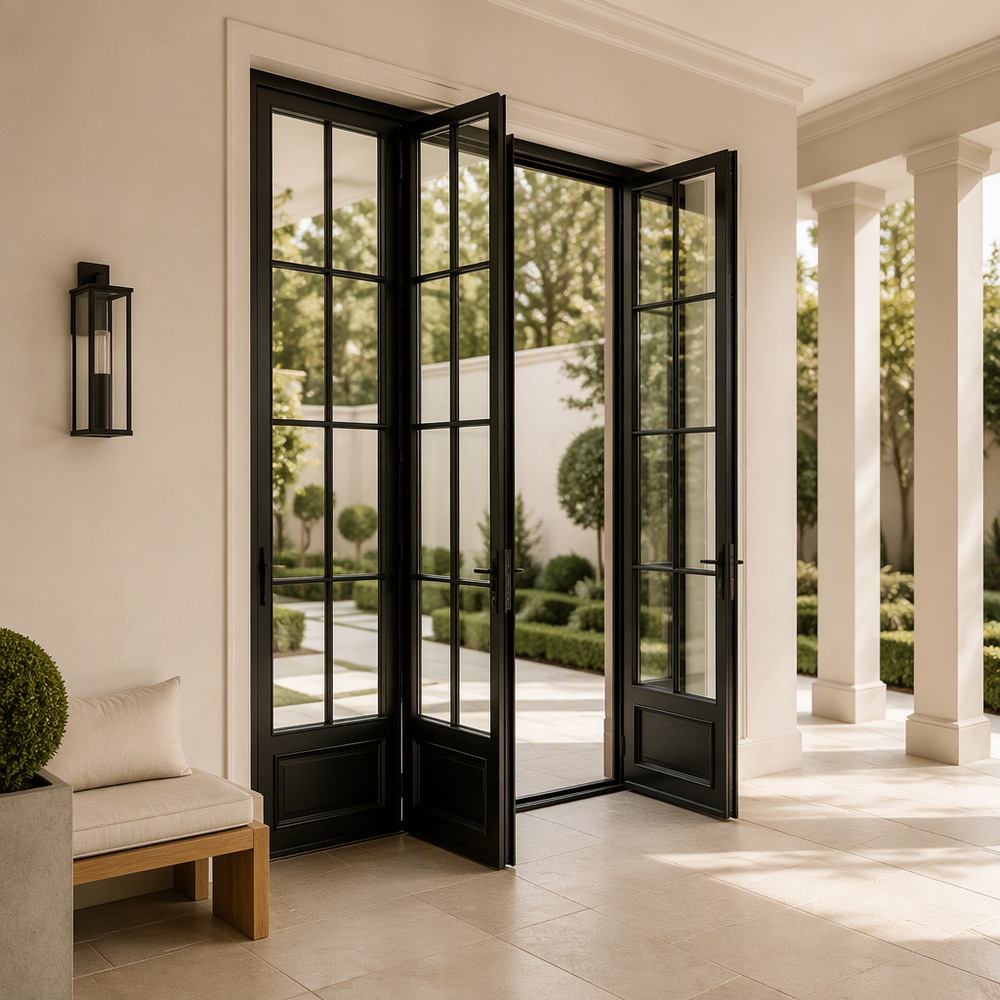 European Style Slim Frame Aluminum Folding Patio Doors With Tempered Glass Soundproof For Interior &amp; Living Room Use