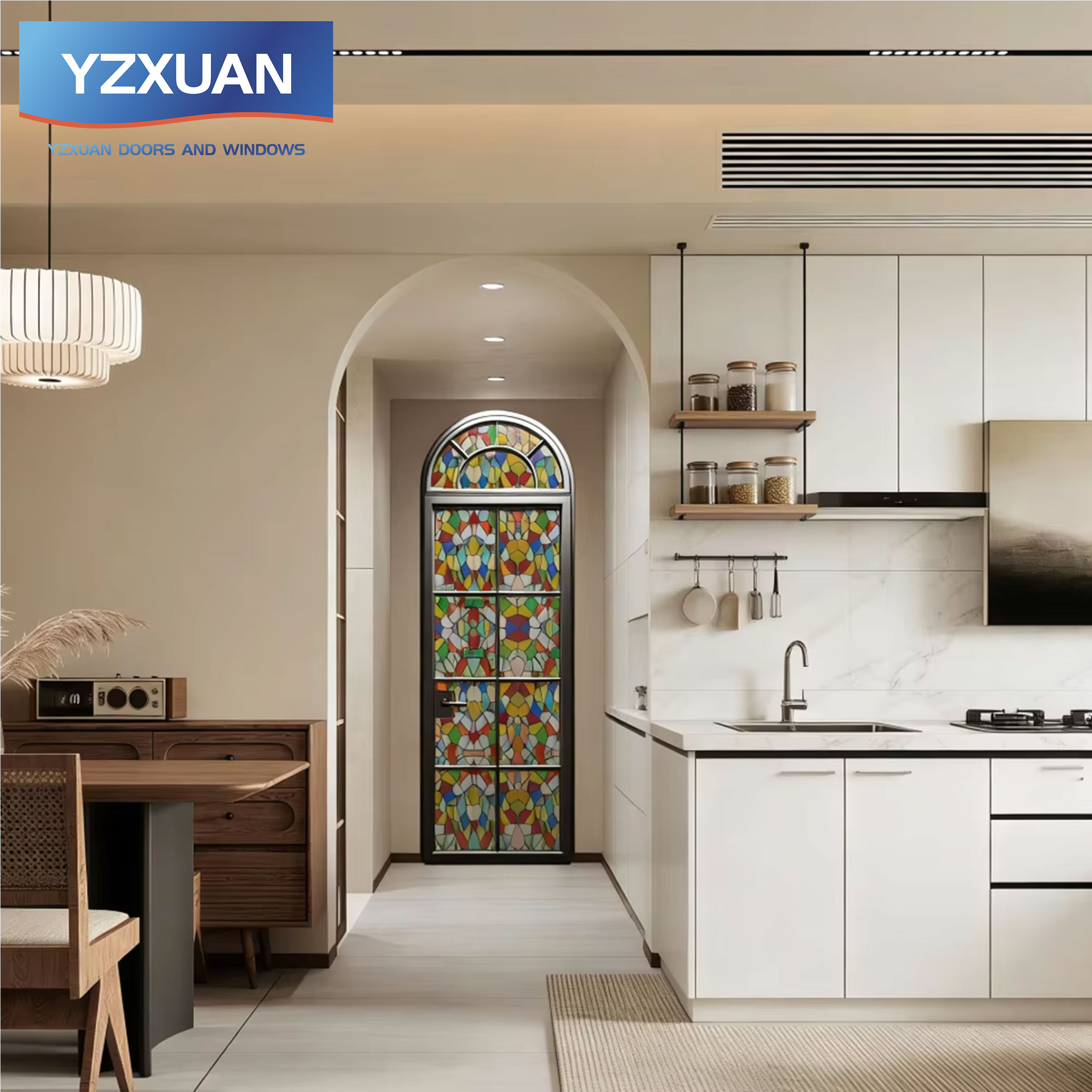 Aluminum Alloy Glass Swing Door Medieval Modern Style Heat Insulated Waterproof Sound Insulation Retro Manual Door for Hotel