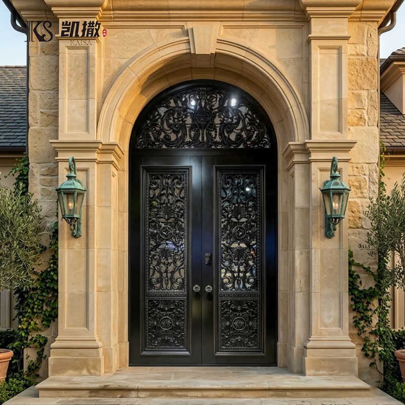 Arch Style Aluminum Door with Side Windows Thermal Break, Fireproof, Soundproof, Waterproof French Style European