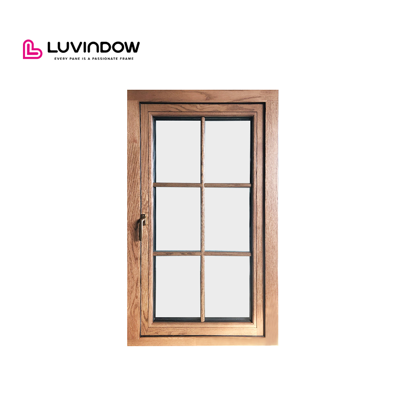 Australia Standard Simple Design Solid Wood Casement Windows Double Glazed Aluminum Clad Wood Out Swing Window