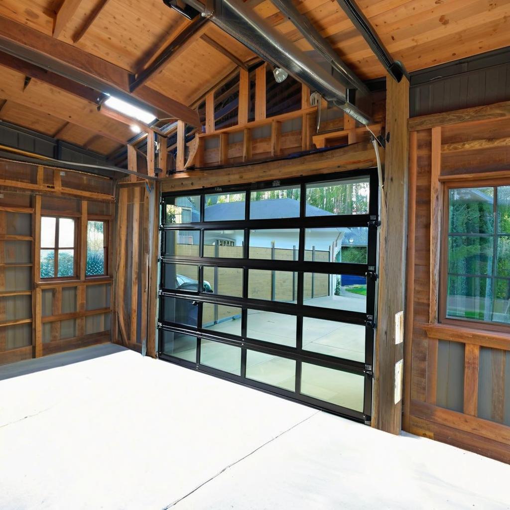 Aluminum Full View White Glass Custom Garage Door With Entry Door