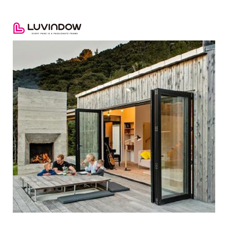 Impact Resistant Low Maintenance Modern Style Thermal Break Aluminum Glass Accordion Folding Doors for Outdoor Entry