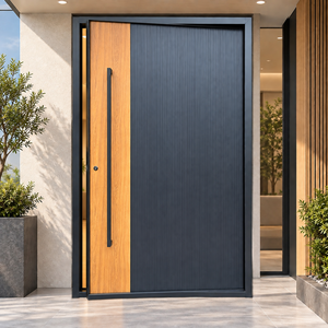 Modern Anti-Theft Wood Grain Full Aluminum Entrance Door