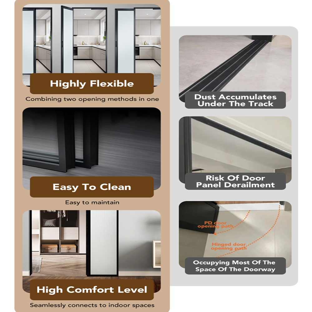 Extreme Narrow Frame Aluminum Thermal Break PT Door Slide Swing Trackless Casement PD Door Modern Waterproof Wine Cellar