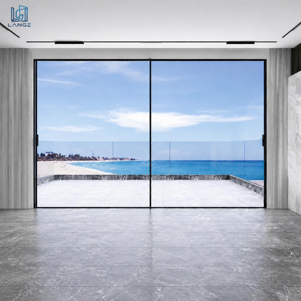 LANGE Luxury Panoramic Sliding Door Frameless Look Patio Door Aluminum Door For For Commercial Building