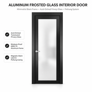 Modern Aluminum Frosted Glass Bathroom Swing Door