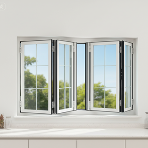 Landsharp Anti-Theft White Window Folding up Windows Terrace Double Glazing Aluminum Profiles for Windows and Doors