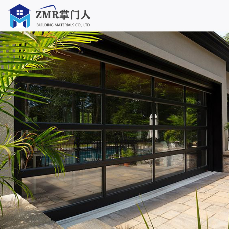 Aluminum Full View White Glass Custom Garage Door With Entry Door