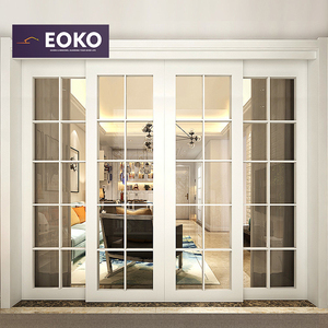 EOKO CE French Style White Grid Aluminum Sliding Door Double Glazed 4 Panel Interior Sliding Door for Villa Living Room