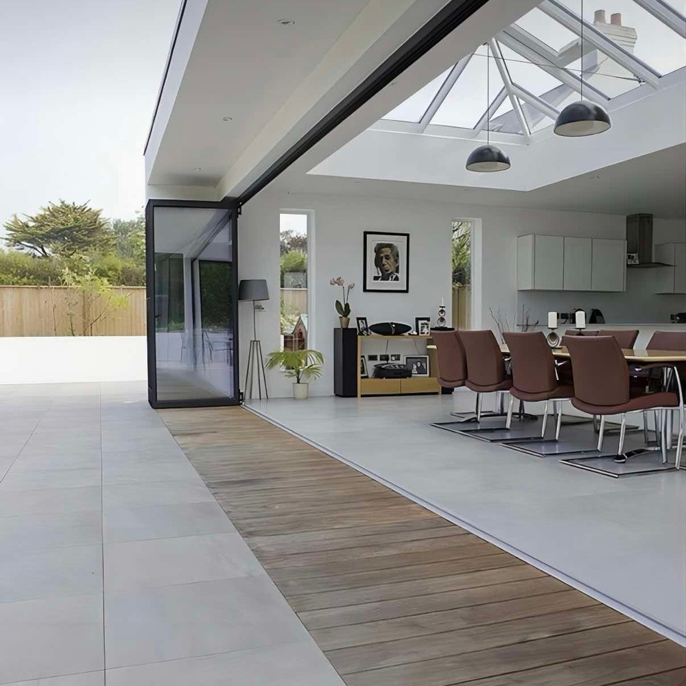 Bifold Patio Doors Luxury Retractable Wide For Garden Triple Glazed White Aluminum Frame For Living Room