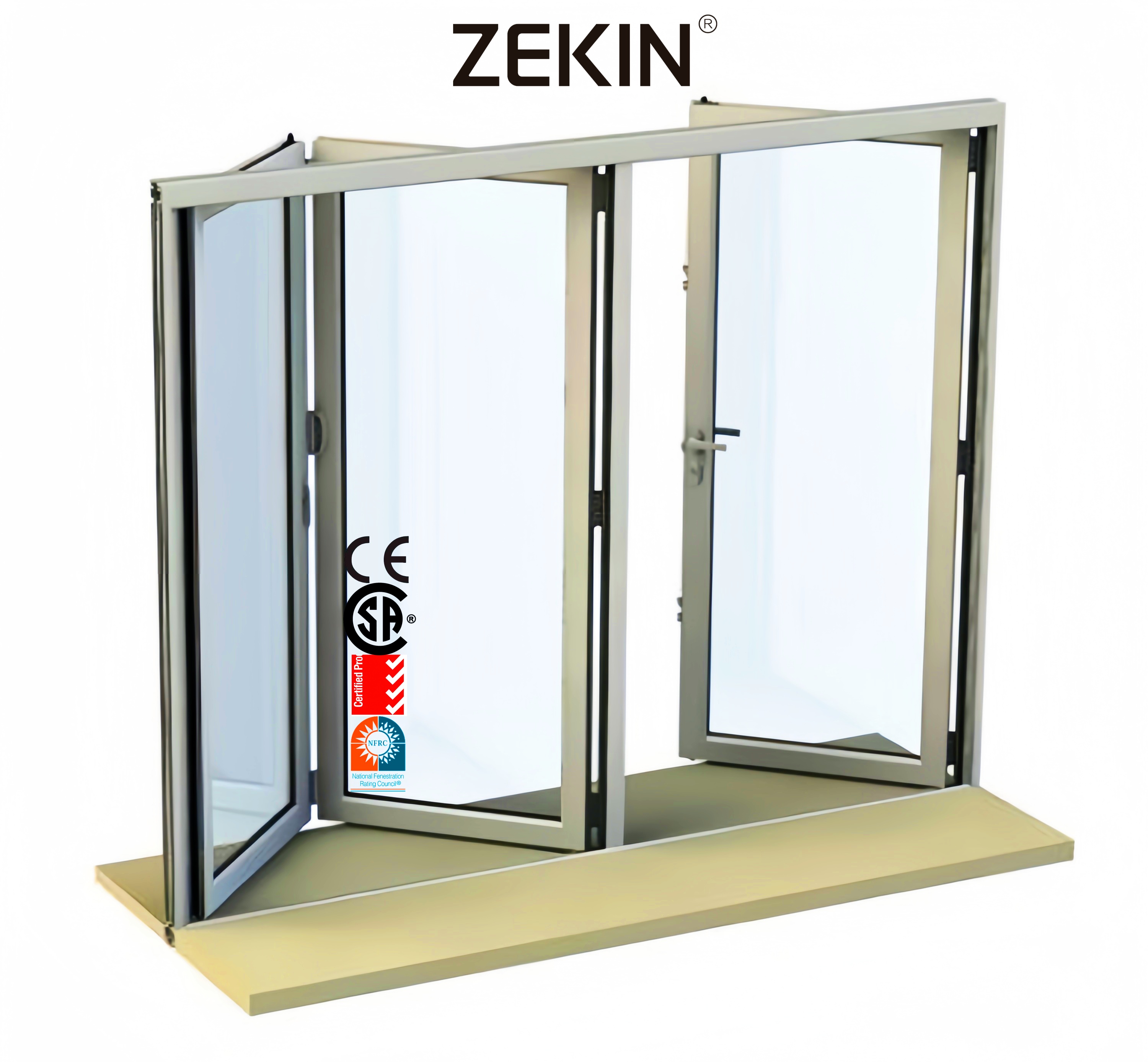 Customized Large Modern Aluminum Hurricane Proof Bi-fold Doors NFRC AS0247 Certification Double Glass Patio Folding Doors