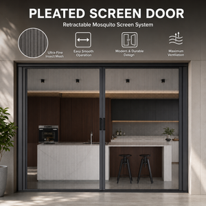 Retractable Screen Mosquito Nets Aluminum Alloy Frame Horizontal Rolling Fiberglass Mesh Pleated Mesh Folding Screen Door