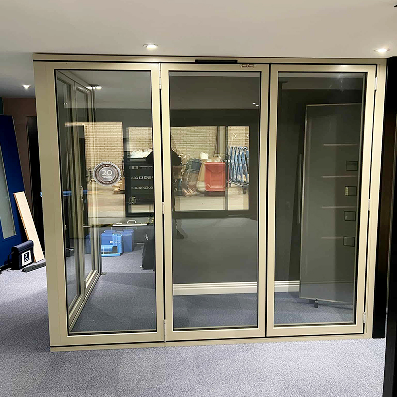 5m X 4m Big Size Exterior Aluminum Bifold Door White Tempered Glass Waterproof Foldable Design Modern Style
