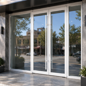Windproof Exterior Thermal Break Double Front Aluminum Spring Door French Glass