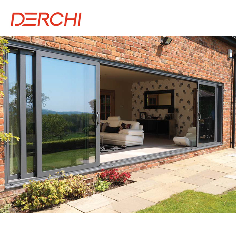 DERCHI Title 24 Building Energy Efficiency Aluminum Sliding Door Outdoor Hurricane Resistant Double Glazed Other Patio Doors