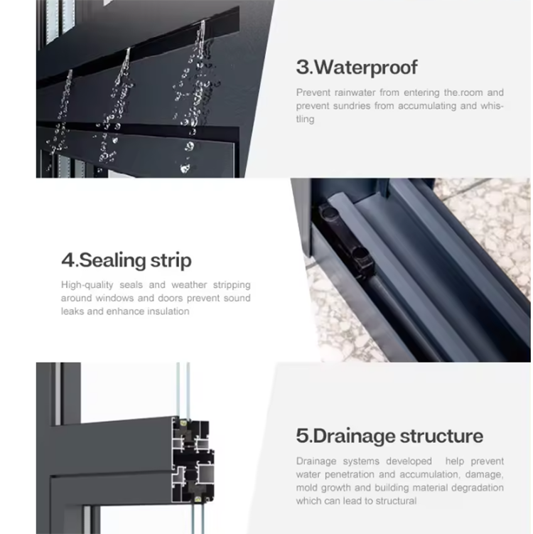 RG100 Black Aluminum Hurricane Window Double Glazed Impact Resistant Casement for Houses