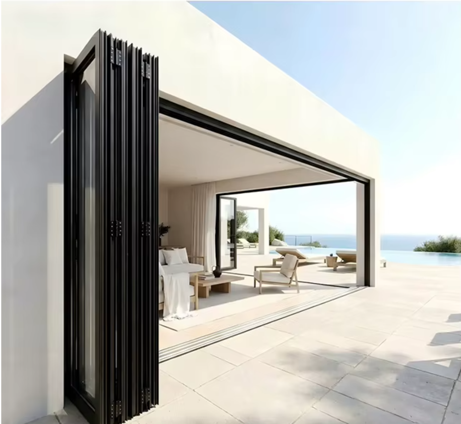 95 Percent Opening Ratio Bi-Folding Glass Doors
