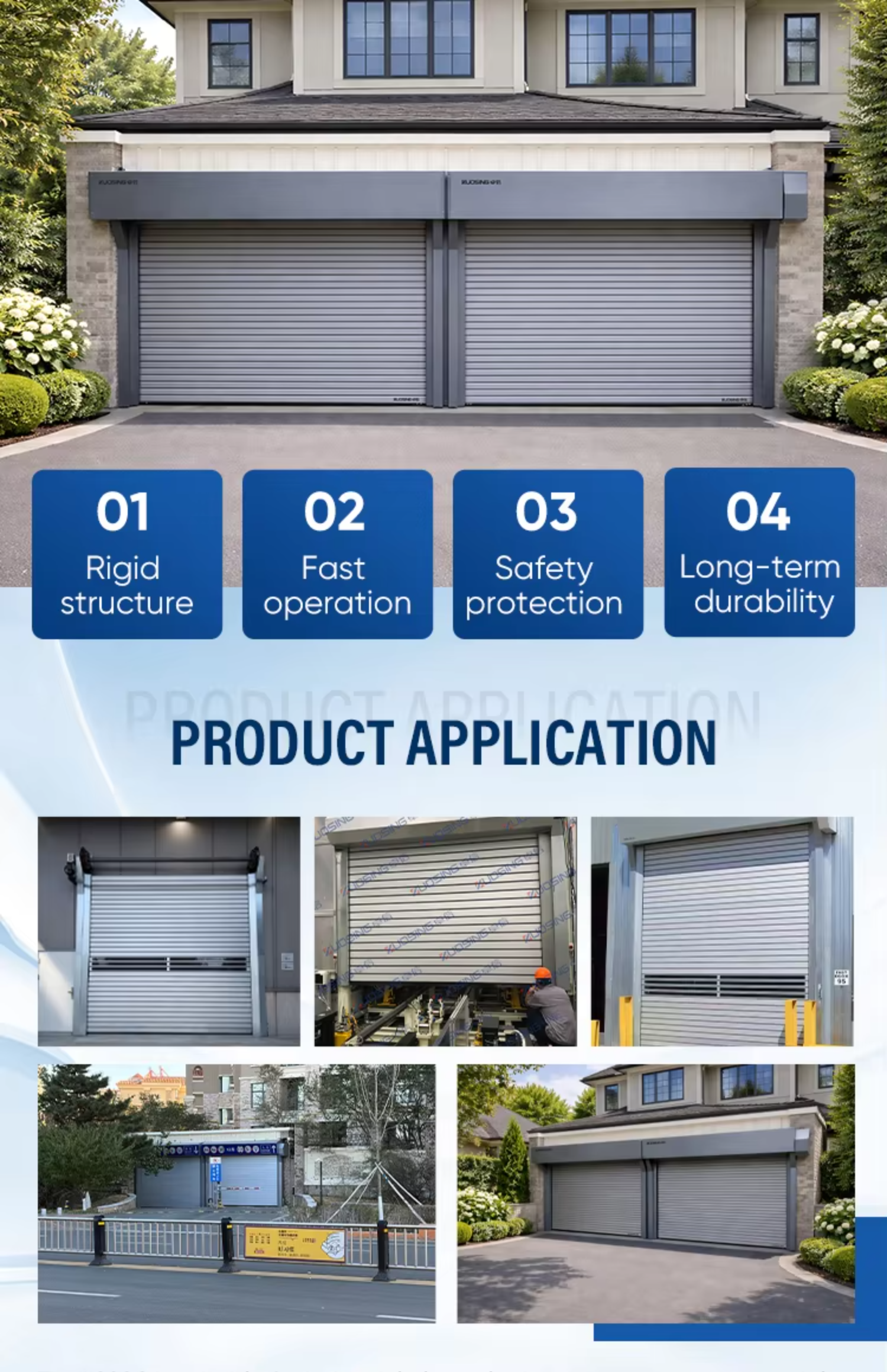 Rigid Rapid Door Aluminum 6063-T5 5m X 5m Infrared Safety 1.5m/s for Logistics Warehouse Main Entrance