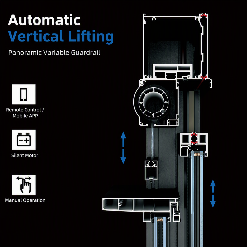 Eloyd Aluminum Automatic Vertical Sliding Window up and Down Glass for Villas' Exterior Lifting Balcony Window