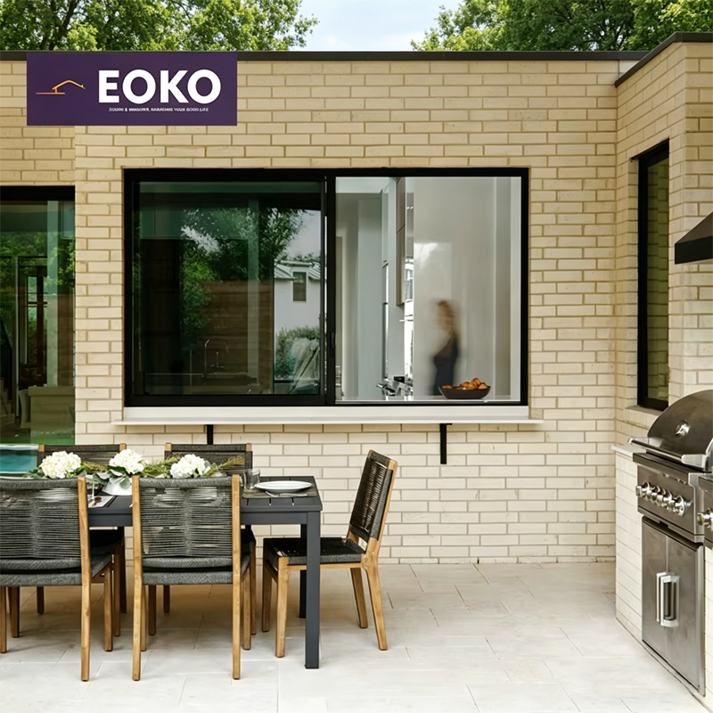 EOKO NFRC Certified Aluminum Sliding windows Thermal Break LOW-E Glass Exterior Sliding windows for Kitchens Residential Villas