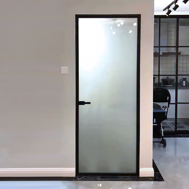 Modern Design Interior Door Aluminum Frame Tempered Glass/Frosted Glass Doors For Kitchen/Bathroom