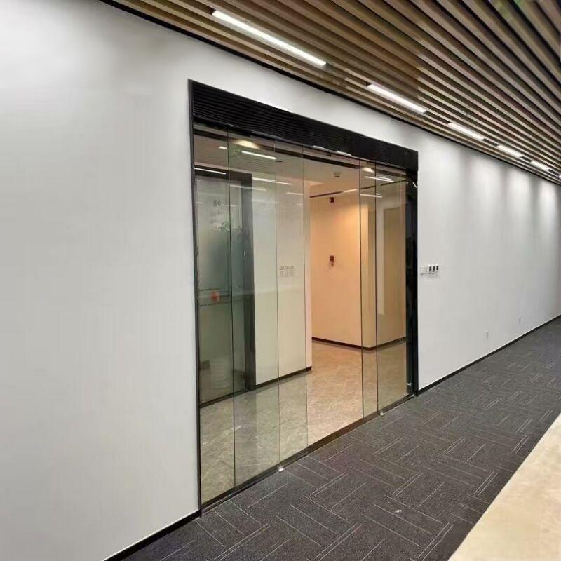 Balcony Patio Doors Metal Back Painted Aluminium Low-e Glass Automatic Sliding Door