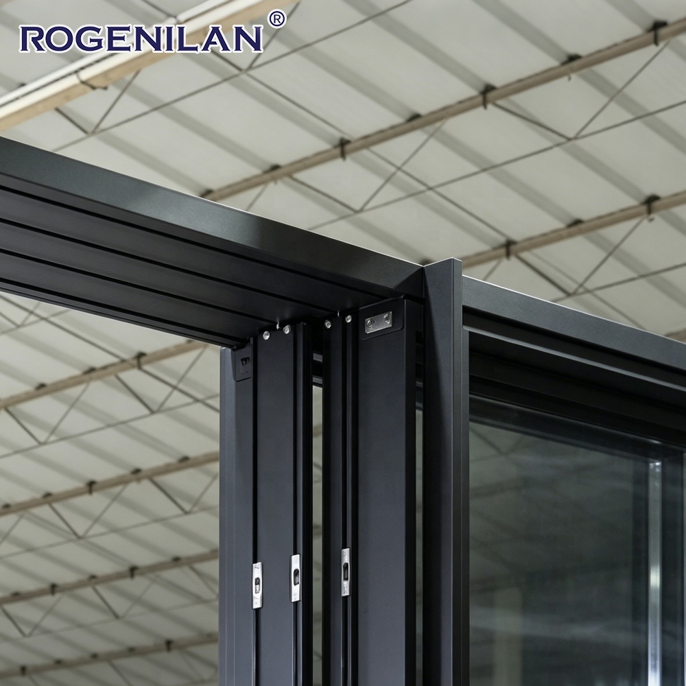 ROGENILAN Customized Aluminum Multi Track Panoramic Sliding Glass Doors Double Tempered Glazed Slide Patio Doors