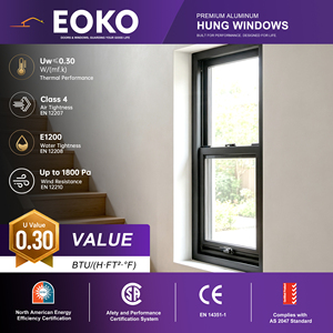 EOKO Wind Load Resistant Commercial Window Vertical Sliding Double Hung Window for Residential Commercial Building Project