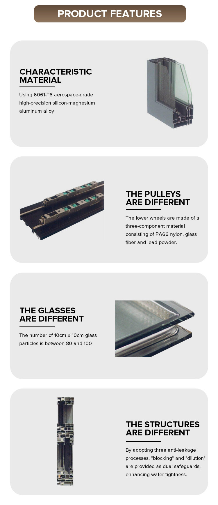 Aluminum Sliding Interior Patio Door Double Glazing Tempered Glass Balcony Door 2/3 Track Custom Size Bedroom Use Wholesale