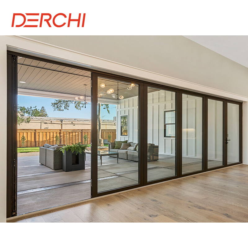 AS2047 NFRC Thermal Break Aluminum Hurricane Proof Impact 4 Tracks Large Double Glass Patio Aluminum Sliding Glass Door