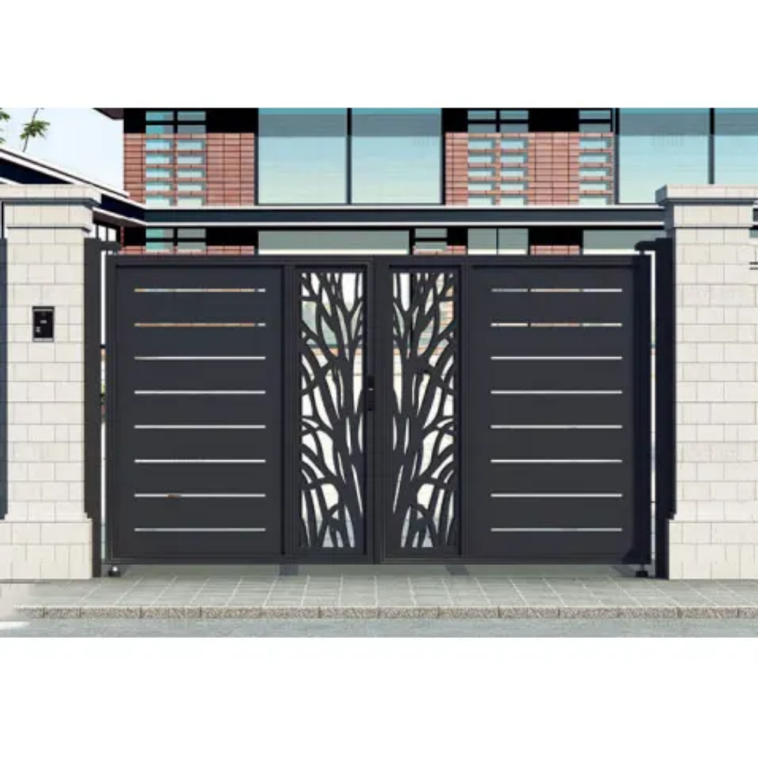 Modern Aluminum Entrance Door Sliding/Swing Driveway Gates Automation Heat Eco-friendly Weather Resistant Customizable Sizes