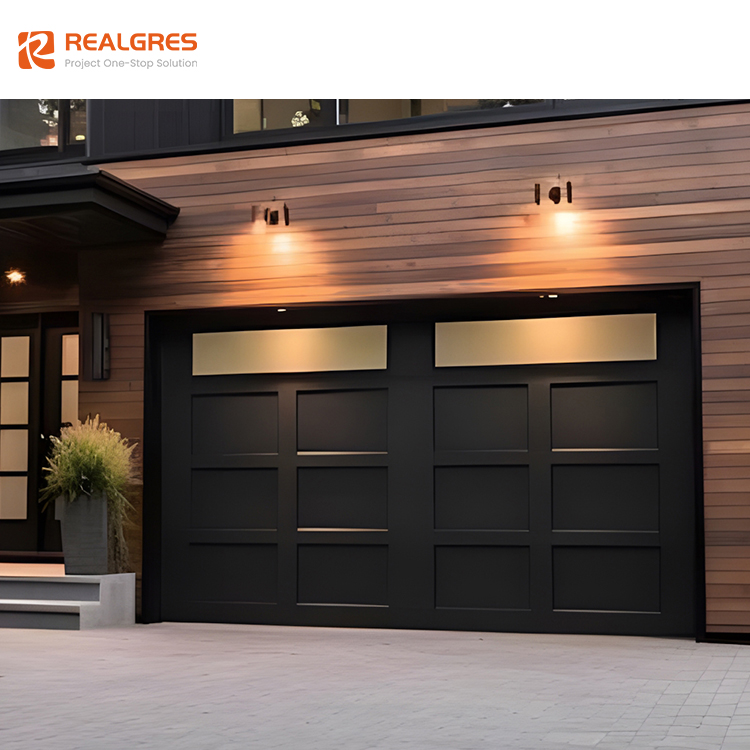 Realgres Usa Luxury Insulated Garage Door Aluminum 16x10 Feet Electric Sectional Garage Doors With Windows