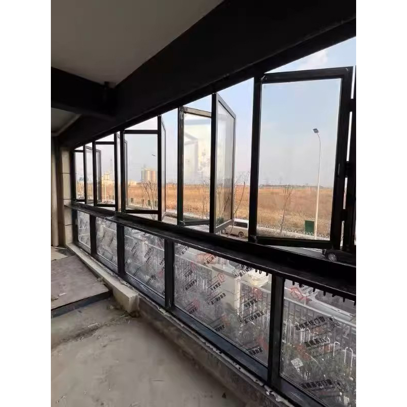 Vertical Aluminum Glass Folding Windows Outdoor House Vertical Folding Glass Windows