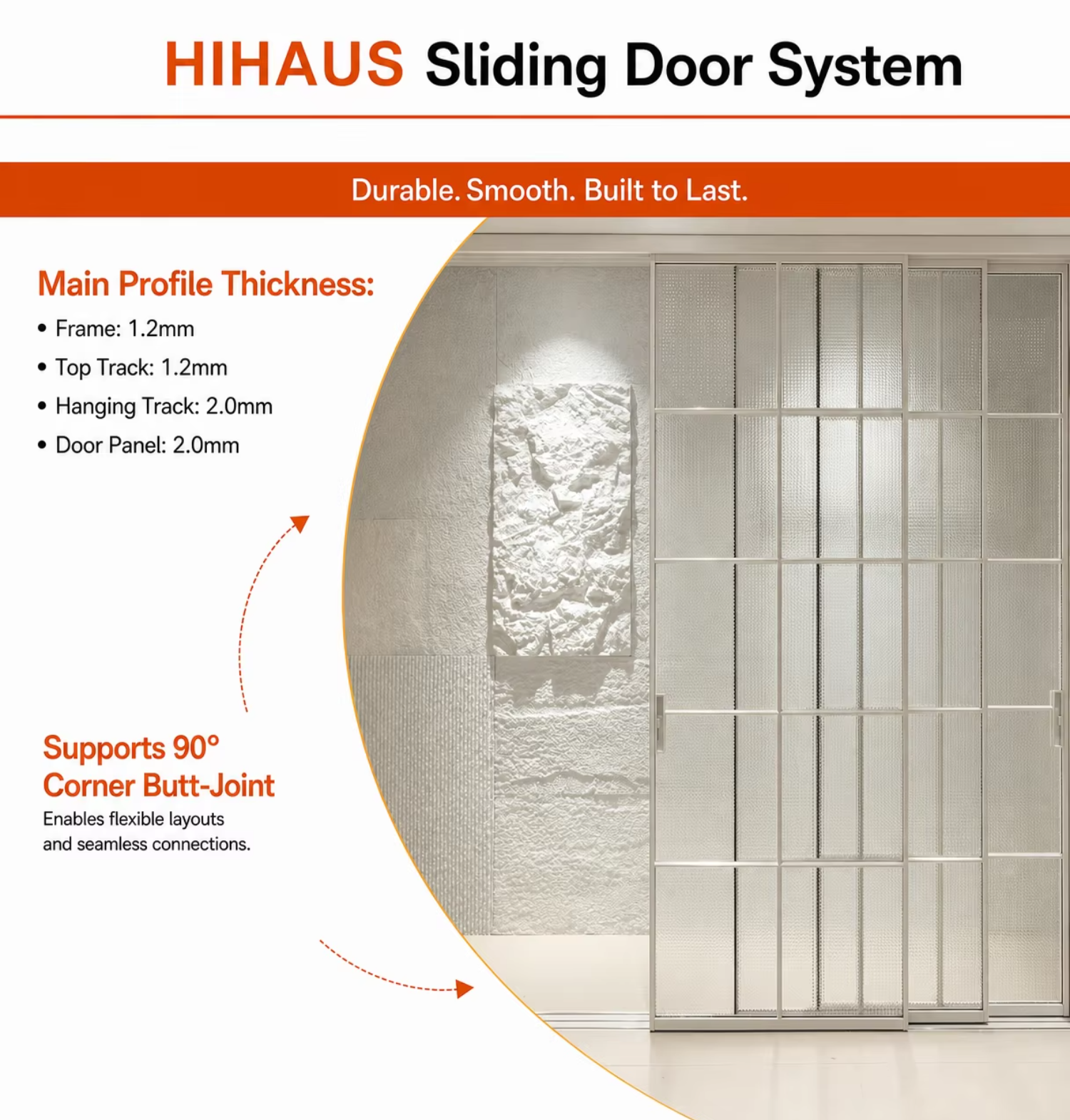 Hihaus Narrow Side Indoor Glass Sliding Doors Usa Certified Aluminum Sliding Door Track