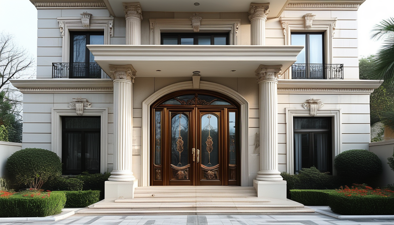 Aluminium front door for luxury villas