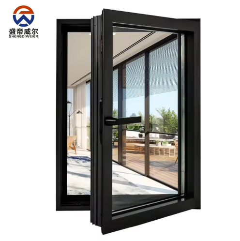Privacy Built-in Blinds Aluminum Casement Window Double Glazed Insulated Glass Side Opening Window for Office