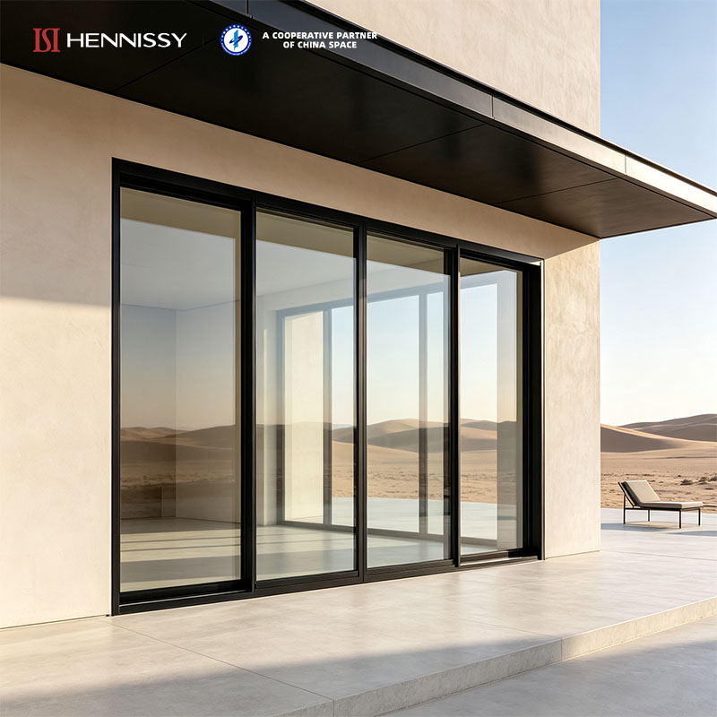 Modern NFRC Certified Thermal Break Aluminum Sliding Glass Door Low-E Double Glazed Tempered Glass U-value 1.7 for US Market