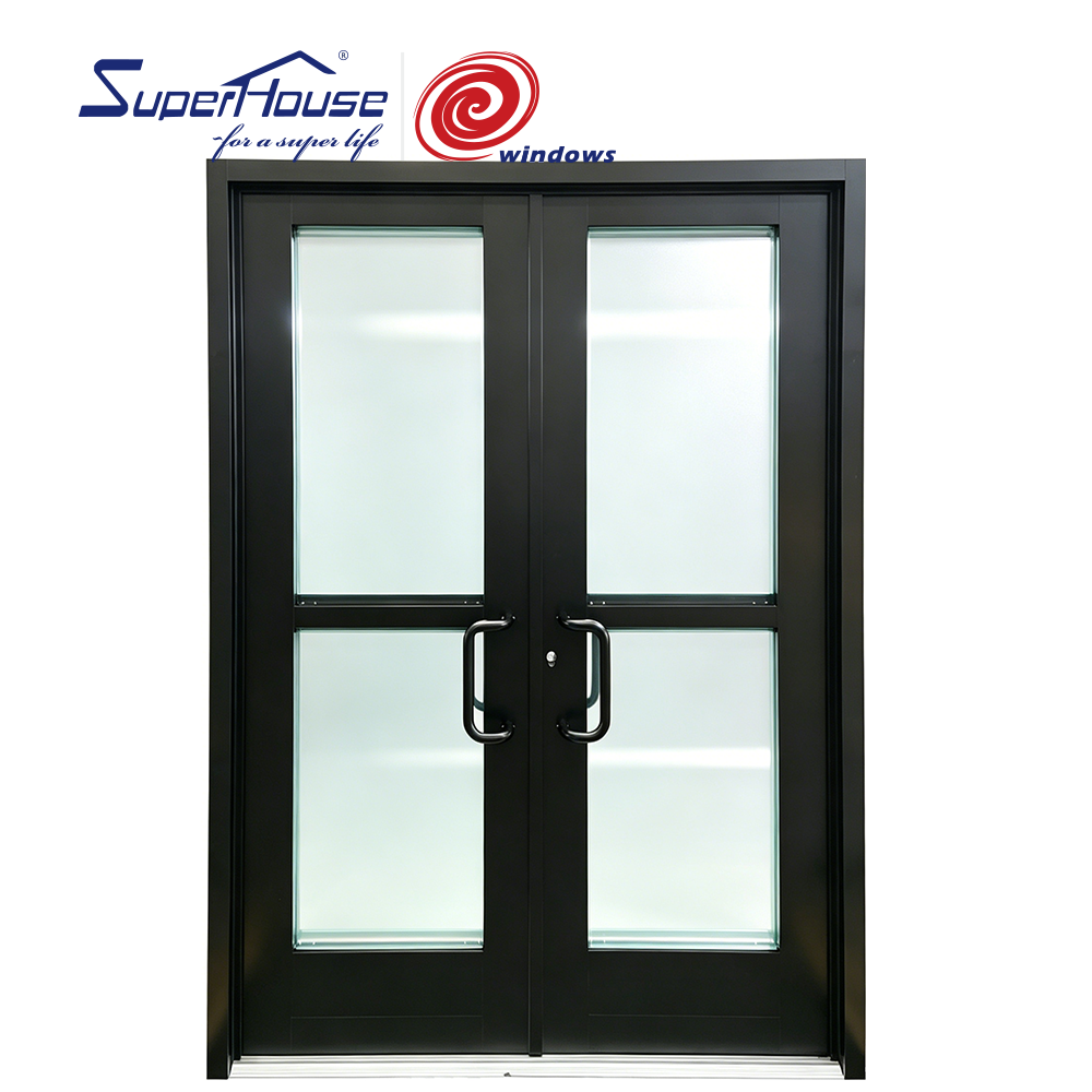Superhouse NFRC Commercial Entry Door Front Door Aluminum Double Glass French Entry Door