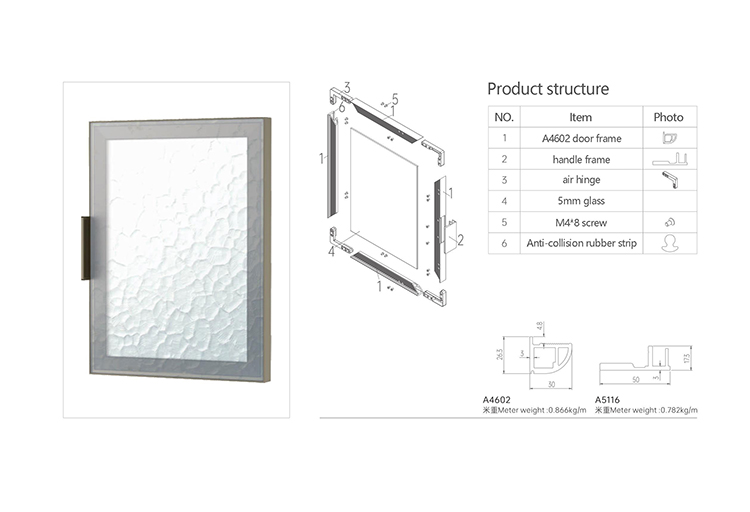 Aluminium Alloy Slim Profile Glass Front Aluminum Frame Cabinet Doors