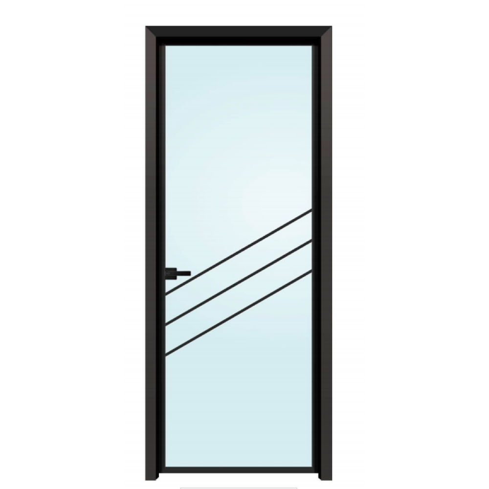 Custom Minimalist Slim Frame Aluminum Swing Door Soundproof Double Glazed Tempered Glass for Interior/Exterior Bathroom Villa